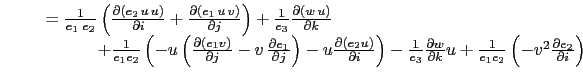 $\displaystyle { \begin{array}{*{20}l} \qquad =\frac{1}{e_1 \; e_2} \left( \frac...
...c{1}{e_1 e_2 }\left( -v^2\frac{\partial e_2 }{\partial i} \right) \end{array} }$