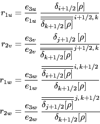 \begin{displaymath}\begin{split}r_{1u} &= \frac{e_{3u}}{e_{1u}}\; \frac{\delta_{...
...2}[\rho]}}^{ j, k+1/2}} {\delta_{k+1/2}[\rho]}  \end{split}\end{displaymath}